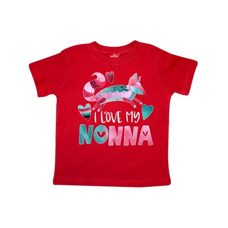 

Inktastic I Love My Nonna Pink and Blue Fox with Hearts Gift Toddler Boy or Toddler Girl T-Shirt
