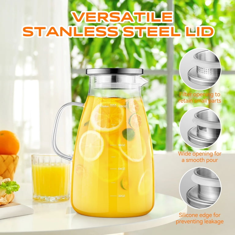 Aofmee 1 Gallon Glass Pitcher with Stainless Steel Lid photo 7