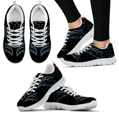 

Dolphin Design Luxury Brand Ladies Fashion Sneakers Wave Dot Print Lightweight Lace Up Summer Walking Shoes Flats