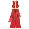 thumbnail image 3 of Aislor Robe de Danse pour Femmes 2 Pcs avec Pantalon Grand Tenues de Danse Liturgique Rouge L, 3 of 8