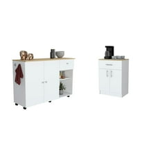 Depot E-Shop Victoria 2 Pcs Kitchen Set, Syros Kitchen Island Cart Pantry Cabinet