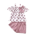 thumbnail image 2 of EnJoCho Kid Girls Clothes Outfits Bowknot T-Shirt + 2 In 1 Denim Short Skort Summer Clothing Set, Girls Shirt and Shorts Set Kindergarten Starter Pack Size 4-10 Years, 2 of 9