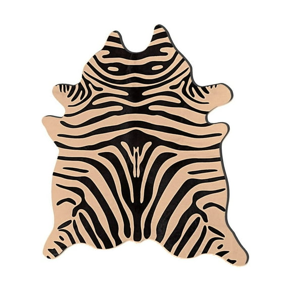 Togo Cowhide Rug 6x7 Zebra Black Off-White Natural 1-Piece