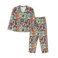 thumbnail image 1 of Fotbe Cute Nautical Conjunto de Pijama de Manga Larga para Mujer con Estampado, Ropa de Dormir de 2 Piezas, Conjunto de Casa Suave y Cómodo con Bolsillos-Medium, 1 of 7
