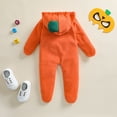 thumbnail image 4 of LIIPEE Boys Girls Onesie Halloween Cartoon Pumpkin Face Printed Long Sleeve Hooded Zip Up Jumpsuit Infant Comfort Party One-Pieces,Orange,18-24 Months, 4 of 7