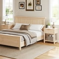 thumbnail image 5 of Aufeile Nightstand for Bedroom Set of 2 with Charging Station, Modern Side Table with Drawer & Open Shelf, Fluted End Table with 2 AC Outlets, USB & Type-C, Natural, 5 of 8