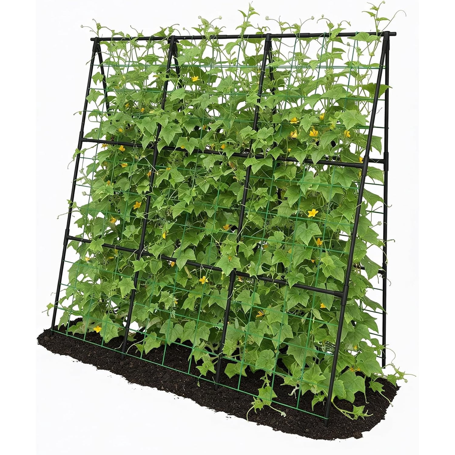 Cucumber Trellis -Metal Garden Trellis for Climbing Plants, Garden Trellis with Plastic-Coated Steel Pipe, A Frame Trellis for Cucumbers, Peas, Morning Glories
