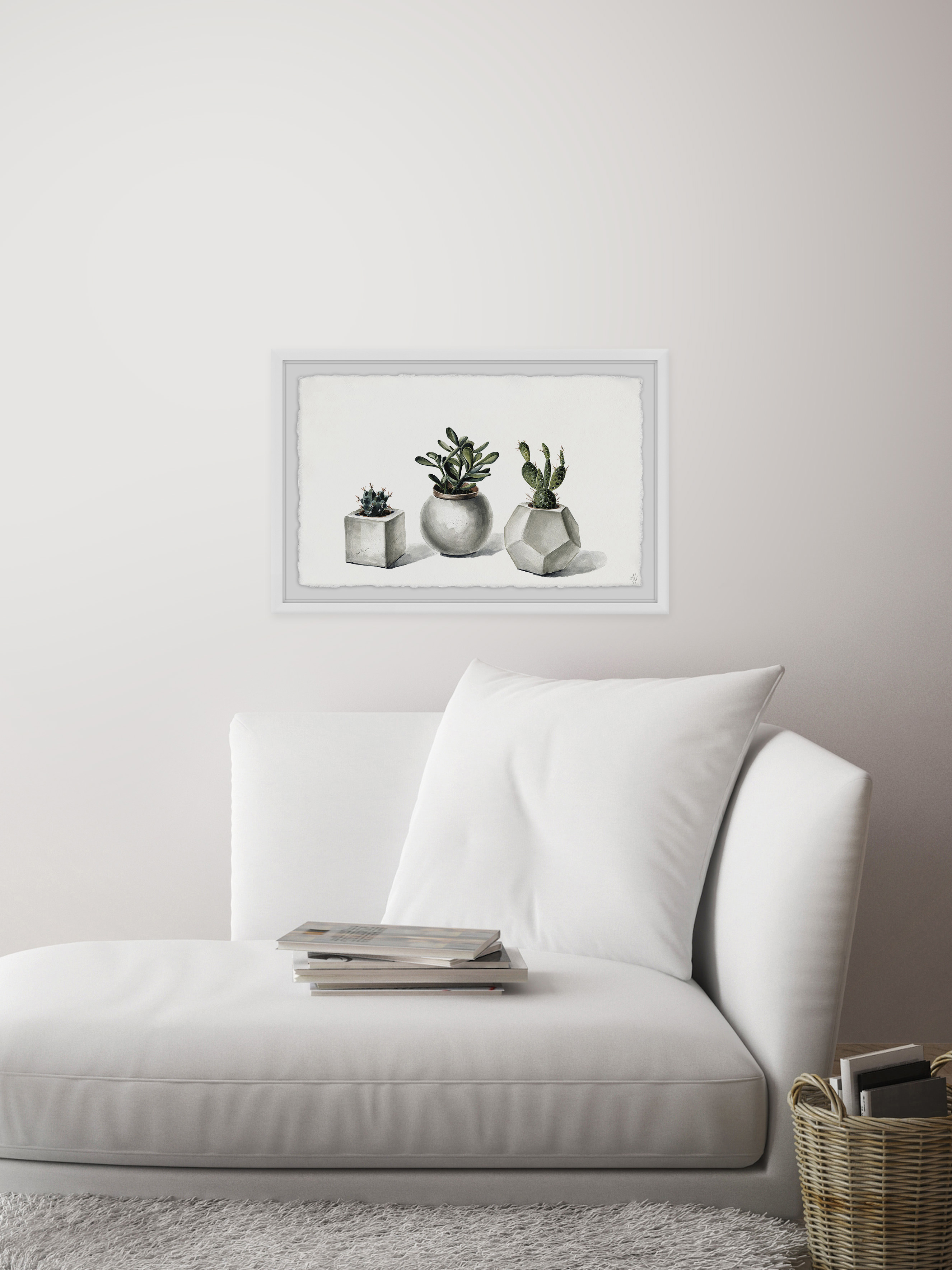 Planted Cacti Framed Painting Art Print, 24.00" x 1.50"