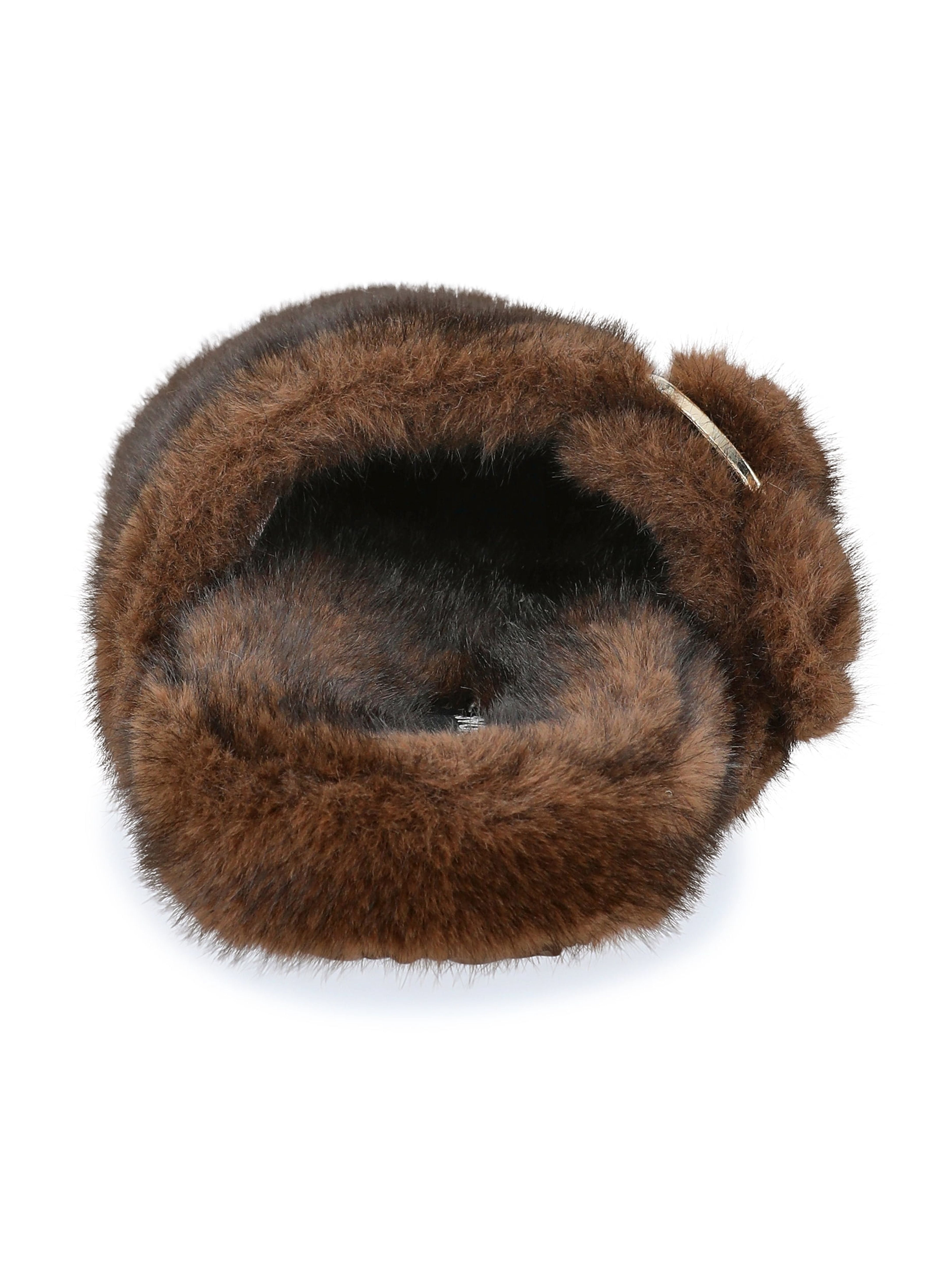 No Boundaries Women's Faux Fur Buckle Clog Slippers