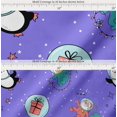 thumbnail image 2 of Soimoi Purple Cotton Voile Fabric Snowman & Penguin Cartoon Decor Fabric Printed Yard 56 Inch Wide, 2 of 7