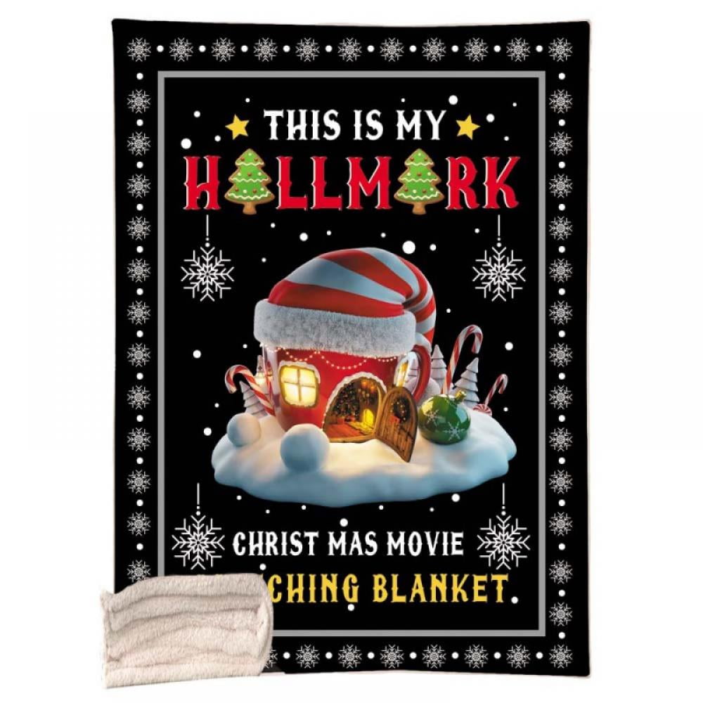 HAINANBOY This is My Hallmark Christmas Movie Watching Blanket Hooded Blanket Wearable Blanket with Hood Fleece Lined Throw Blankets Hooded Blanket for Adult Women Kids Girls Child