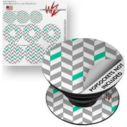 Decal Style Vinyl Skin Wrap 3 Pack for PopSockets Chevrons Gray And Turquoise (POPSOCKET NOT INCLUDED) by WraptorSkinz