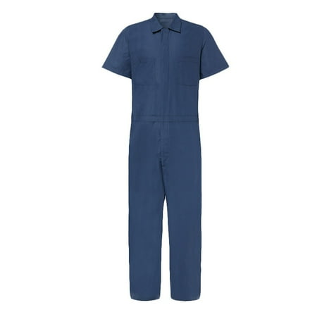 

Samickarr Cargo Coveralls For Men Work Utility Safety Overalls Lapel Solid Color Romper Suit With Pockets Short Sleeve Zippered Thin Breathable Suit Jumpsuit For Men