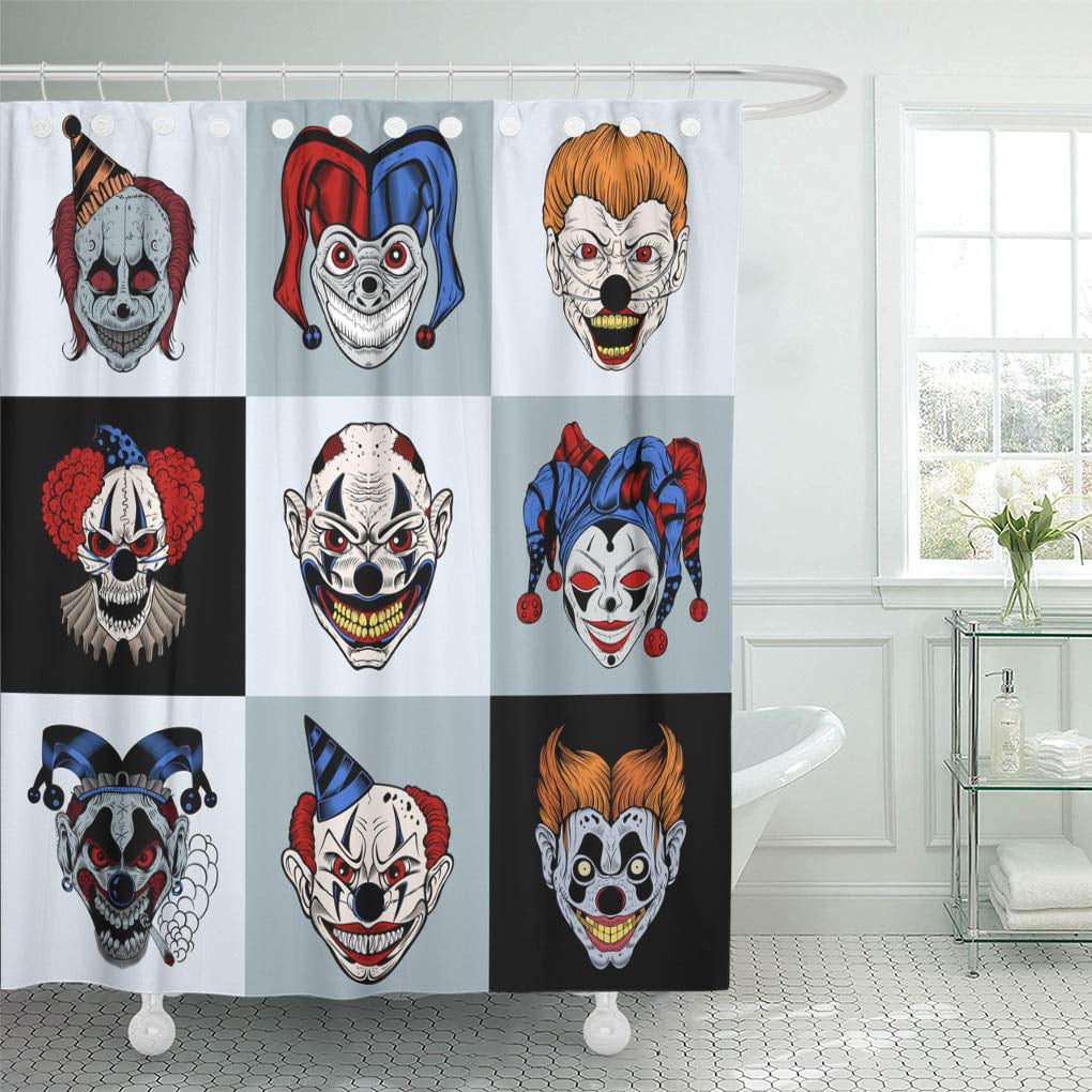 Suttom Colorful Joker Of Nine Images, Scary Clown Shower Curtains