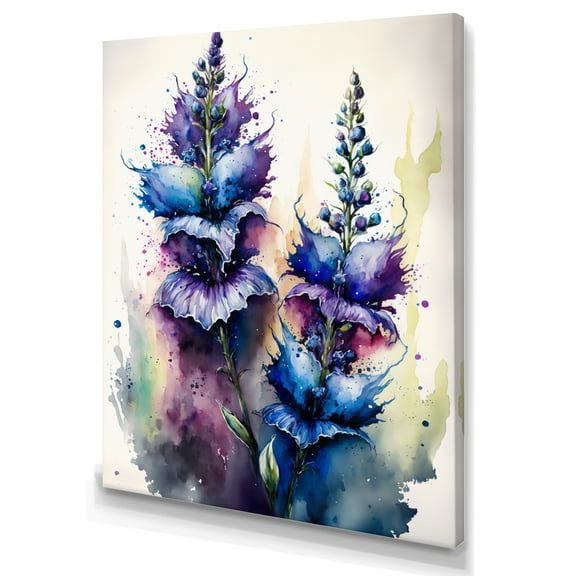 Designart Blue And Purple Delphinium Canvas Wall Art