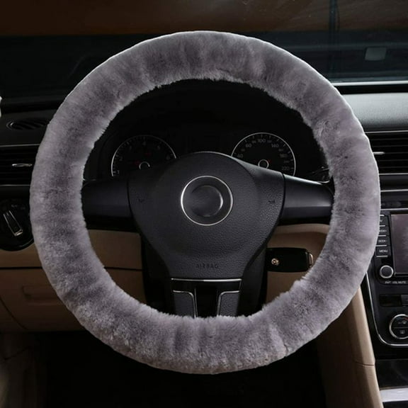 MesaSe Car Steering Wheel Cover for Women Soft Fuzzy Steering Wheel Cover Winter Warm Car Wheel Cover Universal Fit 15 Inch, Gray