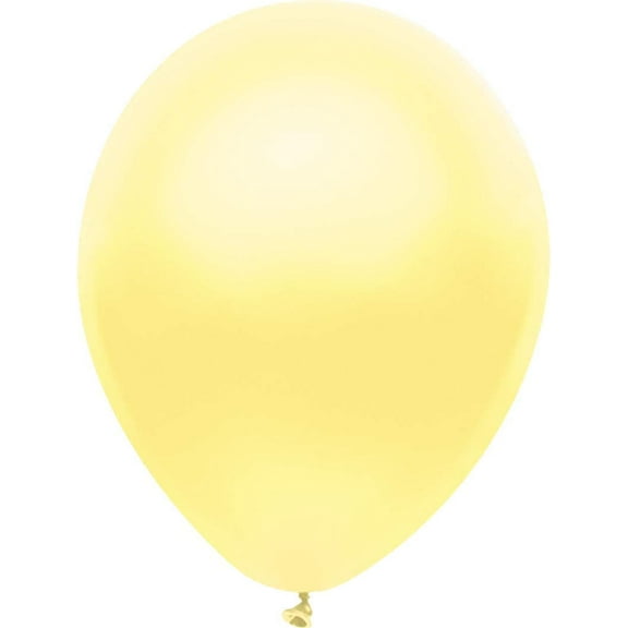 PartyMate 58621 Made in the USA Metallic 12-Inch Latex Balloons, 100-Count, Silk Yellow