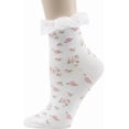 thumbnail image 6 of Women's Lace Ruffle Frilly Colorful Floral Cotton Casual Novelty Ankle Socks 5 Pairs, 6 of 9