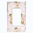 thumbnail image 5 of Metal Light Switch Plate Outlet Cover Romantic Pink Floral Cupid Damask Wallpaper AGL003, 5 of 13