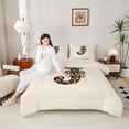 thumbnail image 3 of Erosebridal Vintage Leopard Print Bow Tie Full Size Comforter Sets 3 Pieces For Girls Boys,Adults Personalized Initial J Bedding Sets,Grey Reversible, 3 of 6