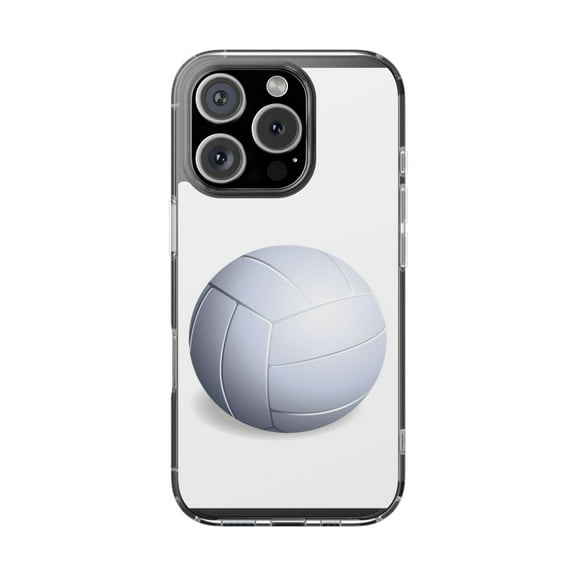 Clear Hybrid Shockproof Case for Apple iPhone 16 PRO - White Volleyball Illustration