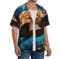 thumbnail image 2 of Balery Colorful Flower Sea Turtle Camisa Casual de Manga Corta con Botones para Hombre, Texturizada, Estilo Cubano, para Playa, Verano-Small, 2 of 5