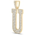 thumbnail image 2 of 10kt Yellow Gold Mens Round Diamond U Initial Letter Charm Pendant 1-5/8 Cttw, 2 of 2