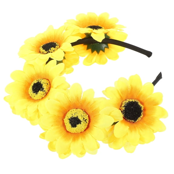 WRISTBIQUE Circular Sunflower Headband 1Pack Yellow Cloth for Festivals and Parties