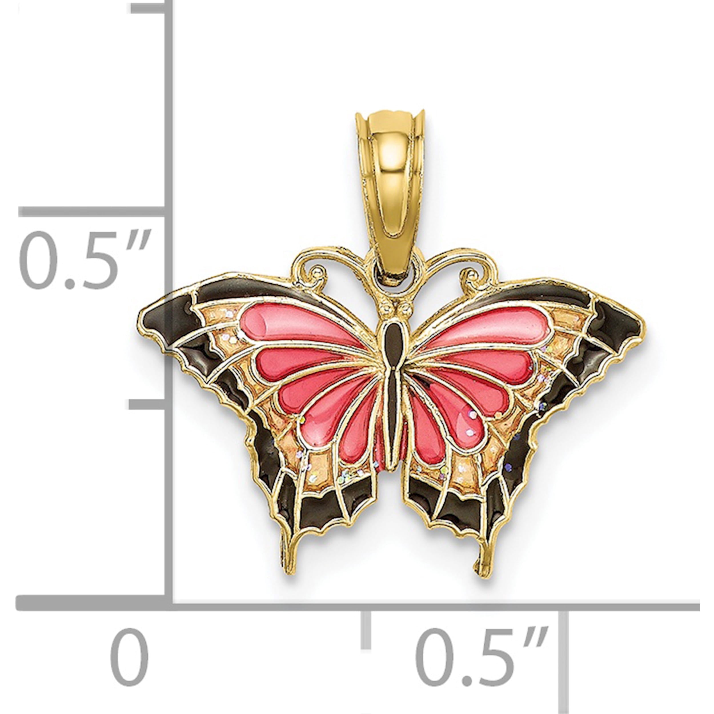 10K Small Enameled Pink Butterfly Yellow Gold Material Breathtaking Glamorous Gorgeous Perfect for adding elegance to any outfit