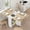 Light wood grain flap + white cabinet, variant on Expandable Rolling Dining Table with Drop-Down Leaves, Mobile Kitchen Table with 6 Casters, Double-Tier Storage Shelves, Compact Table for Apartments & Small Rooms