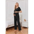 thumbnail image 3 of EKOUAER Women's Maternity Nursing Pajamas Sets Short Sleeve Postpartum Pregnancy Pajama for Hospital Breastfeeding PJS with Pants, 3 of 7
