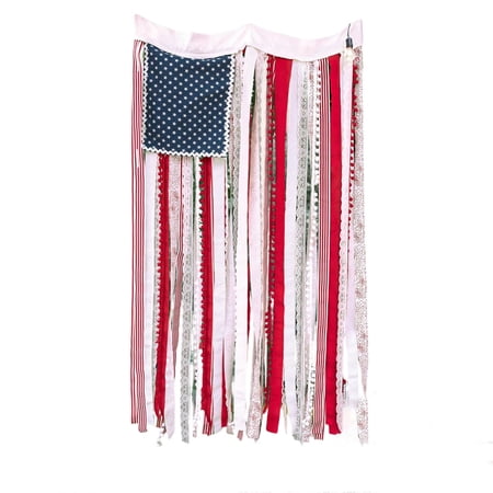 AUQ 4th of July Decorations - Memorial Day Decor - 4 x 2.3 Ft Rag American Flag Banner for Home Party Supplies - Fourth of July Independence Day Accessories for 250th Anniversary Celebration
