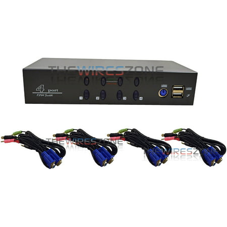 4 Port VGA USB KVM Switch Adapter Box for Keyboard PC Video Monitor (Best Pc Monitors Uk)