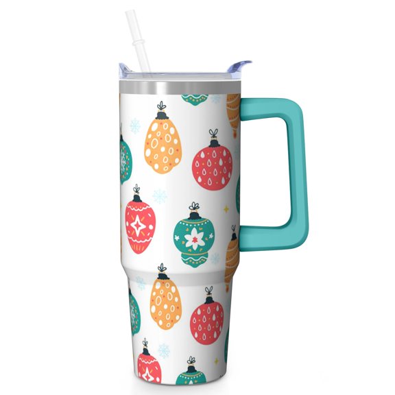 30oz Merry Christmas Tumbler with Lid and Straw, Stainless Steel Cup with Handle Reindeer Travel Coffee Mug, Christmas Gifts