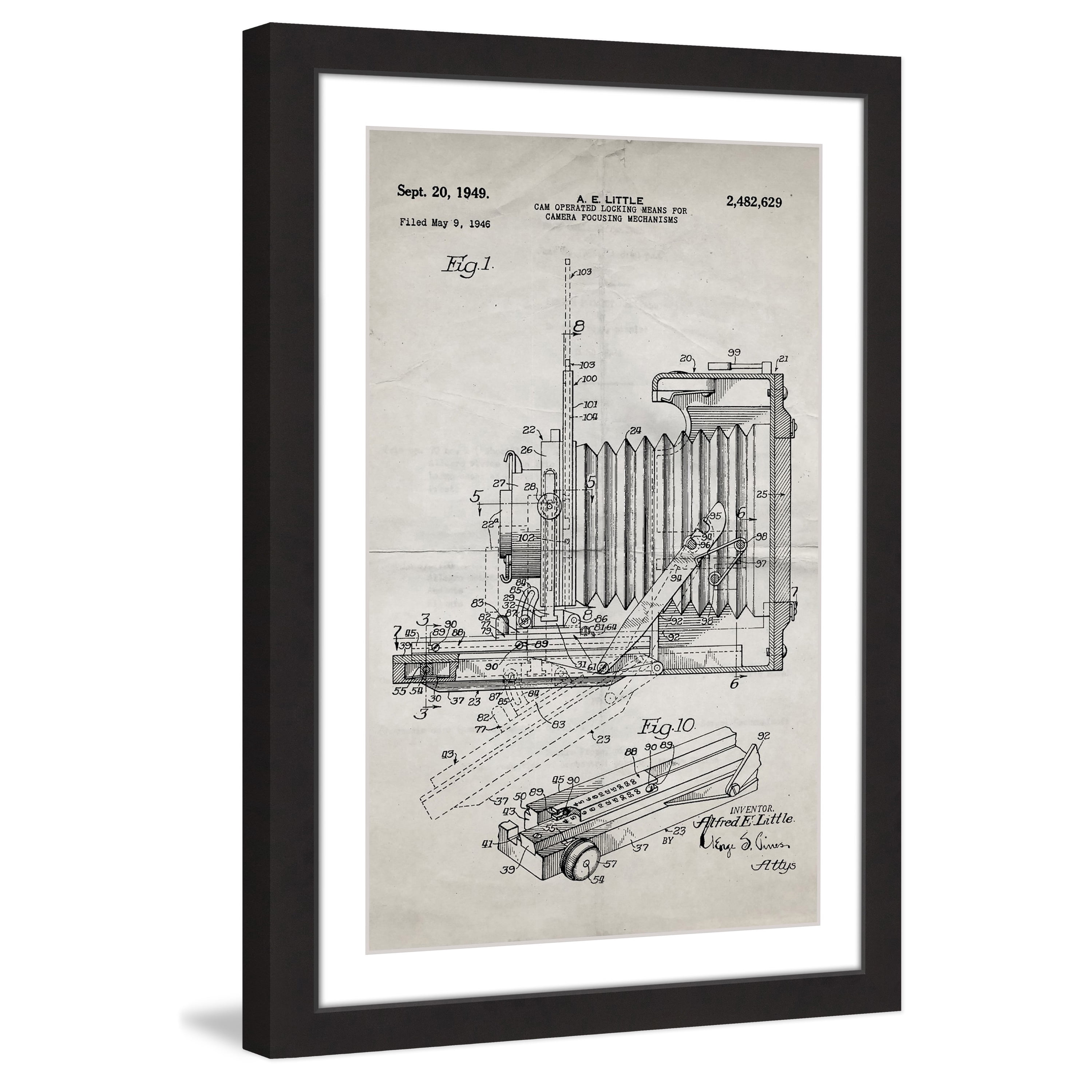 "Camera 1949 Old Paper" Framed Painting Art Print, 20" x 1.5"