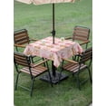 thumbnail image 4 of Outdoor Tablecloth with Umbrella Hole for Patio/Picnic/Party/Camping, Pink Floral Crown Waterproof Table Cloth Square Cover Washable, Spring Floral Roses Elegant Pastoral (54"x 54"), 4 of 8