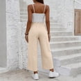thumbnail image 6 of Women Linen Pants Summer Wide Leg Cropped Palazzo Pants Drawstring High Waisted Beach Lounge Trousers with Pockets,S, 6 of 6
