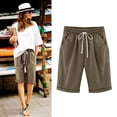 thumbnail image 2 of Yubnlvae Summer Casual Shorts for Women - High Waist Elastic Waist 3 Inseam Linen Shorts - Breathable Loose Fit Beach Shorts (S-XXXXXL) (A | L), 2 of 5