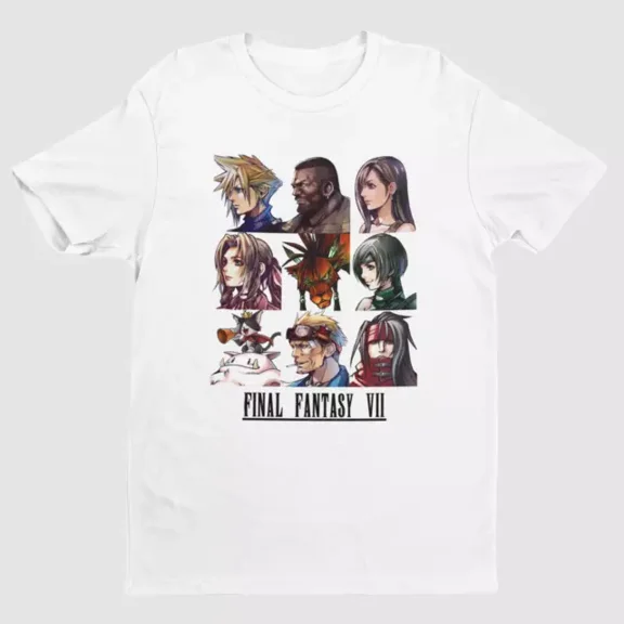 Kiraa Tee With Final Fantasy Vii Characters Key Art Unisex S-5Xl T-Shirt | Tetsuya Nomura Art Birthday Gifts; For Men & Women