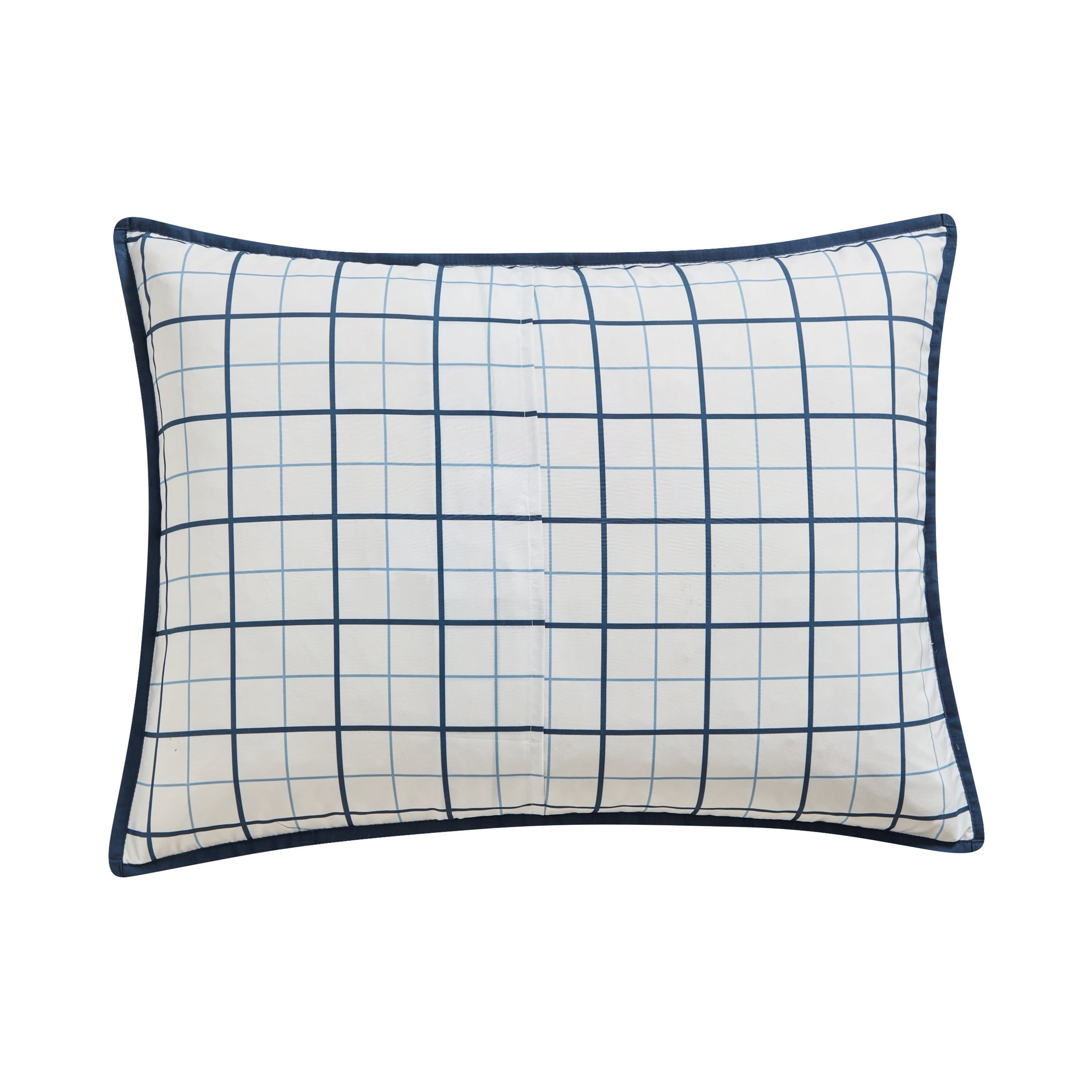 Mainstays Plaid Pillow Sham, King, Blue & White, 1 Pack