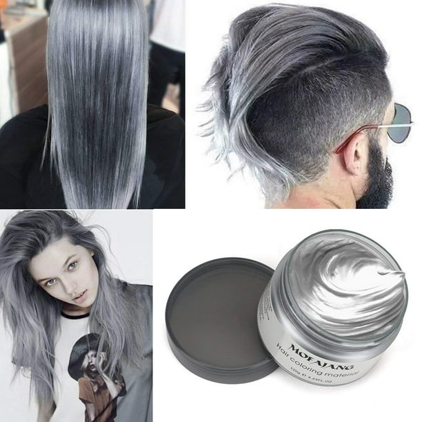 Hair Wax Temporary Hair Coloring Styling Cream Mud Dye - Gray for Halloween  Day 