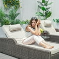 thumbnail image 2 of Direct Wicker Outdoor Rattan Chaise Lounge Chair with Adjustable Backrest & Cushion, 3-Piece Reclining Sun Lounger - Brown, 2 of 8