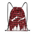 thumbnail image 1 of Fotbe Christmas Tree Buffalo Plaid Bolsa Mochila con Cordón Estampada, Bolsa de Gimnasio Deportiva, Bolsa Cinch, Bolsa con Cordón para Hombres y Mujeres-Medium, 1 of 6