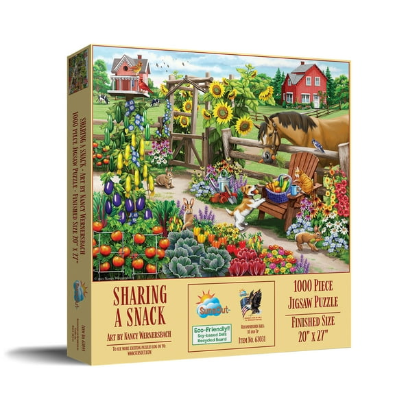 SUNSOUT INC - Sharing a Snack - 1000 pc Jigsaw Puzzle by Artist: Nancy Wernersbach - Finished Size 20" x 27" - MPN# 63031