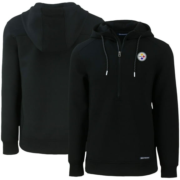 Men's Cutter & Buck Black Pittsburgh Steelers Primary Mark Roam Eco Recycled Half-Zip Pullover Hoodie