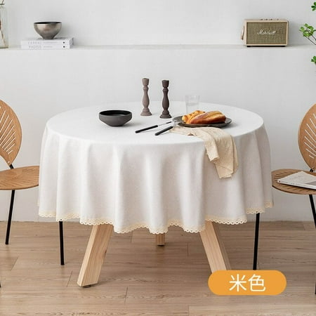 

dosili Solid Color Roud Tablecloth Waterproof Oilproof Table Cover Cloth Wedding Coffee Dining Tea Hotel Home Table Decoration Cover