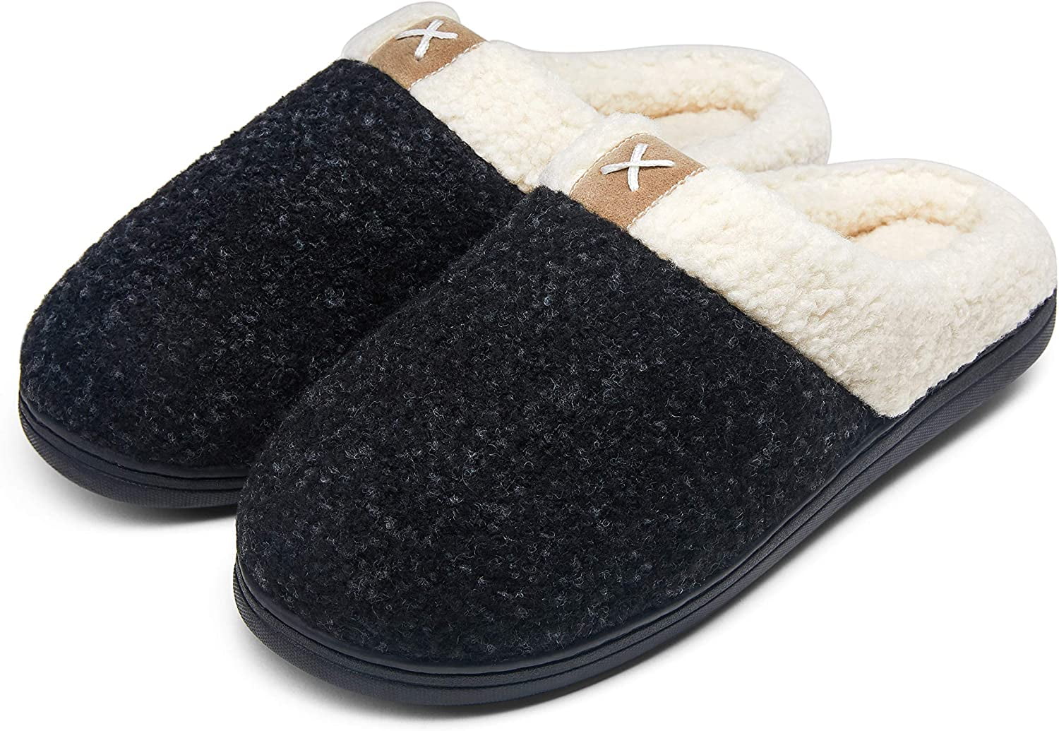 Men's Slippers Memory Foam with Warm Fuzzy Plush Indoor Outdoor House ...