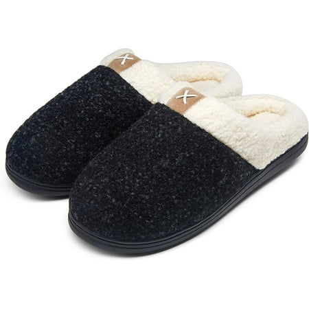 

QWZNDZGR Men s Slippers Memory Foam with Warm Fuzzy Plush Indoor Outdoor House Slippers for Men