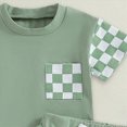 thumbnail image 6 of Summer Outfits for Boys, Casual Sets for Little Boys Checkered Color Block Short Sleeve T-Shirt and Solid Drawstring Shorts Casual Toddler Outfit, 6 of 6