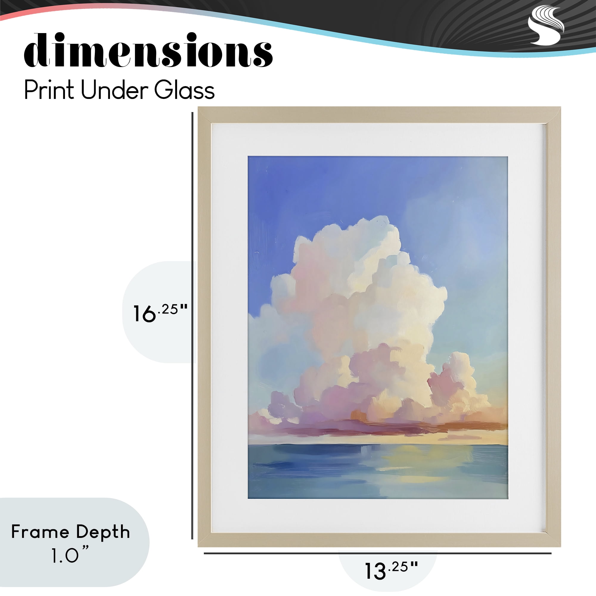 Stupell Industries Dreamy Pastel Clouds over Sea Birch Framed Print Under Glass, design by The Prints Vibe